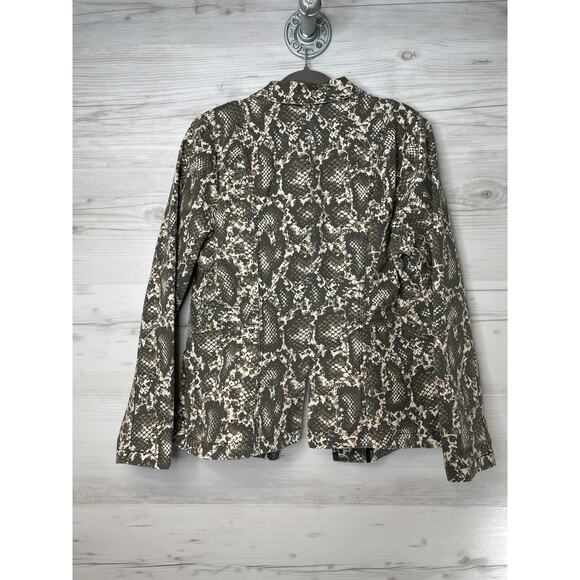 GILI Blazer Womens 14 Snake Print Tan Black Single Button Stretch Jacket Modern - Picture 10 of 10